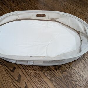 Pehr Neutral Cream Cotton Baby Changing Basket With Mattress Pad